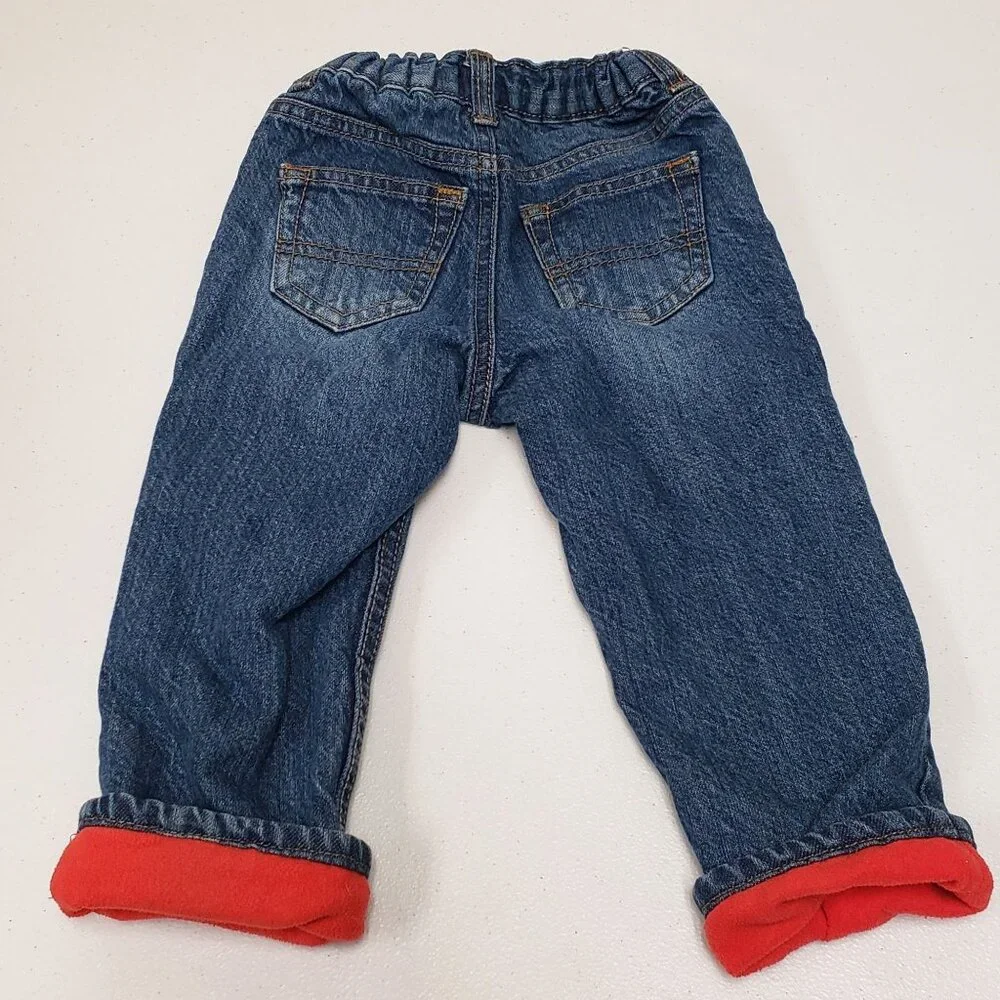 OshKosh Bgosh Baby Denim Jeans 18M Fleece Lined Adjustable Waist
